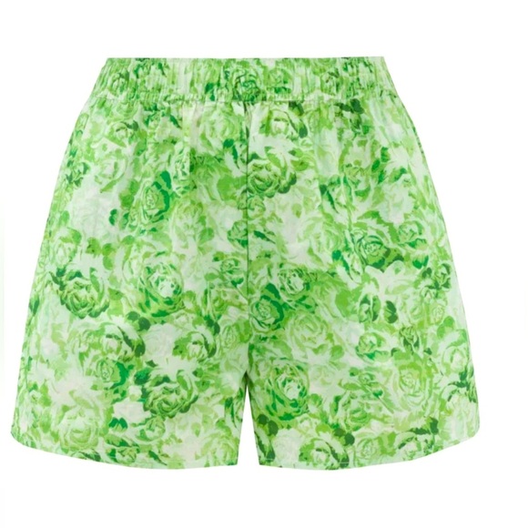 GANNI Printed Cotton Poplin Shorts - Island Green Boxer Shorts - Picture 1 of 9